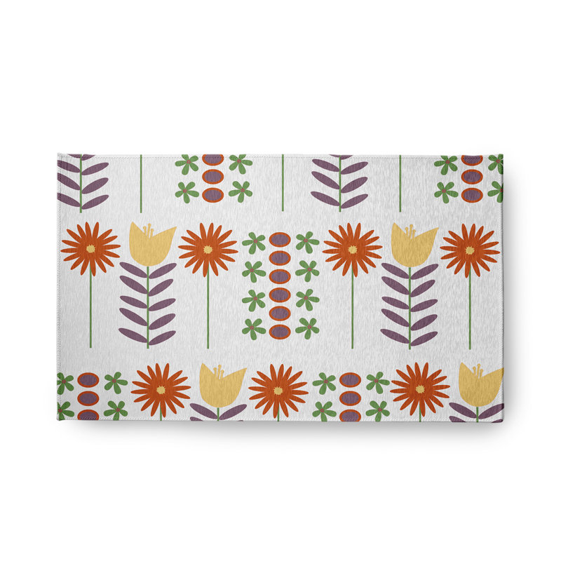 Joseph-Junior Chenille Floral Indoor / Outdoor Rug, Rectangle 1'6" x 2'6"