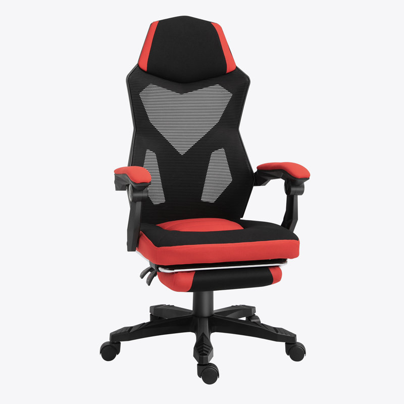 Red and Black High Back Mesh Executive Swivel Chair with Fixed Arms