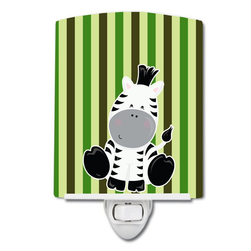Zebra on Stripes Ceramic Night Light