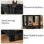Ensemble de 2 tables de bout Farmhouse, grande table d'appoint avec tablette de rangement à 2 niveaux, tables de bout en bois rustique pour le salon, table à thé carrée, noir-50285956-48327488