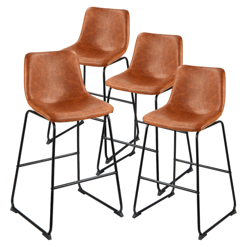 26in Bar Stool Modern Counter Height Barstool Kitchen Chair Brown