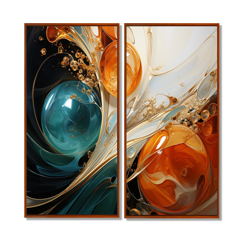 Encre blanche blanche et orange, tempête III - art mural moderne sur toile blanche, H 20 po x l 24 po, Brun