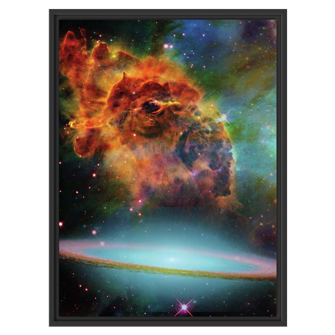 Gerahmtes Wandbild Galaxie mit Sternennebel