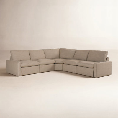 Tillery Power Recliner 5PC Sectional-Crypton Nomad Taupe