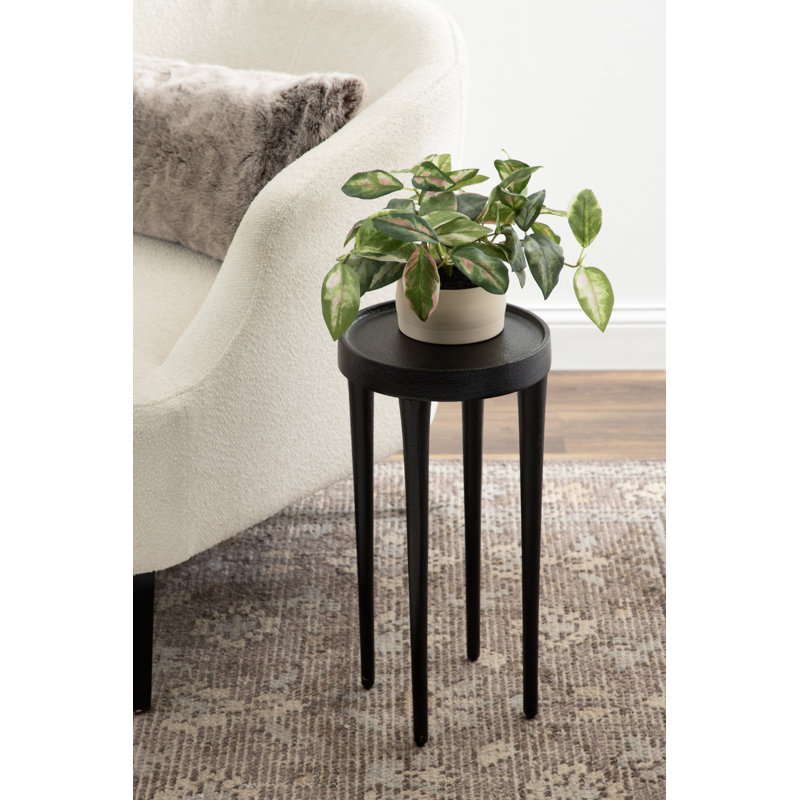 Table à boissons ronde en métal, Noir, H 20,5 po x l 10 po x P 10 po