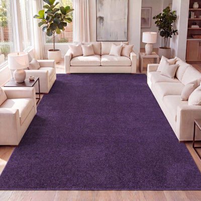 Tapis mauve à poils courts Athaniel
