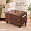Pouf de rangement capitonné en similicuir de 61 cm avec couvercle rabattable et poche latérale
