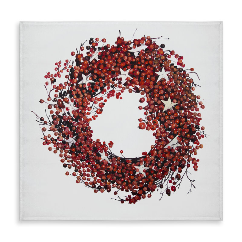 Red Berry Wreath Tablecloth - Rustic Indoor/Outdoor Decor