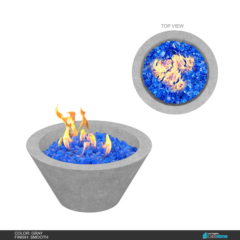 Round Concrete Natural Gas Smokeless Fire Pit, Smooth Gray