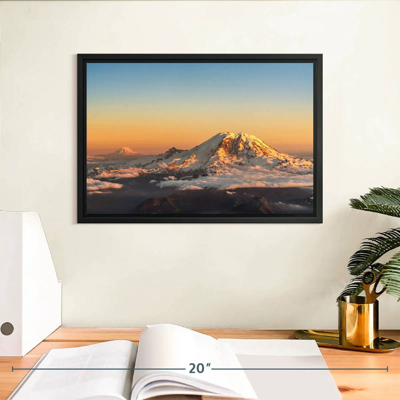 Winter Cascade Range, Floating Frame Black, 13" X 9"