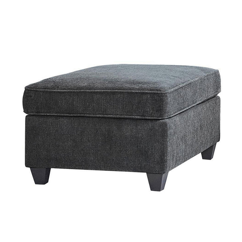 Rectangular Chenille Upholstered Ottoman, Dark Grey