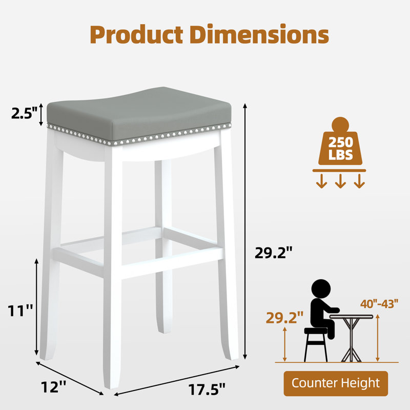 Tabouret Rakiem, Tabouret de bar (siège d'une hauteur de 29 po), Blanc, 4
