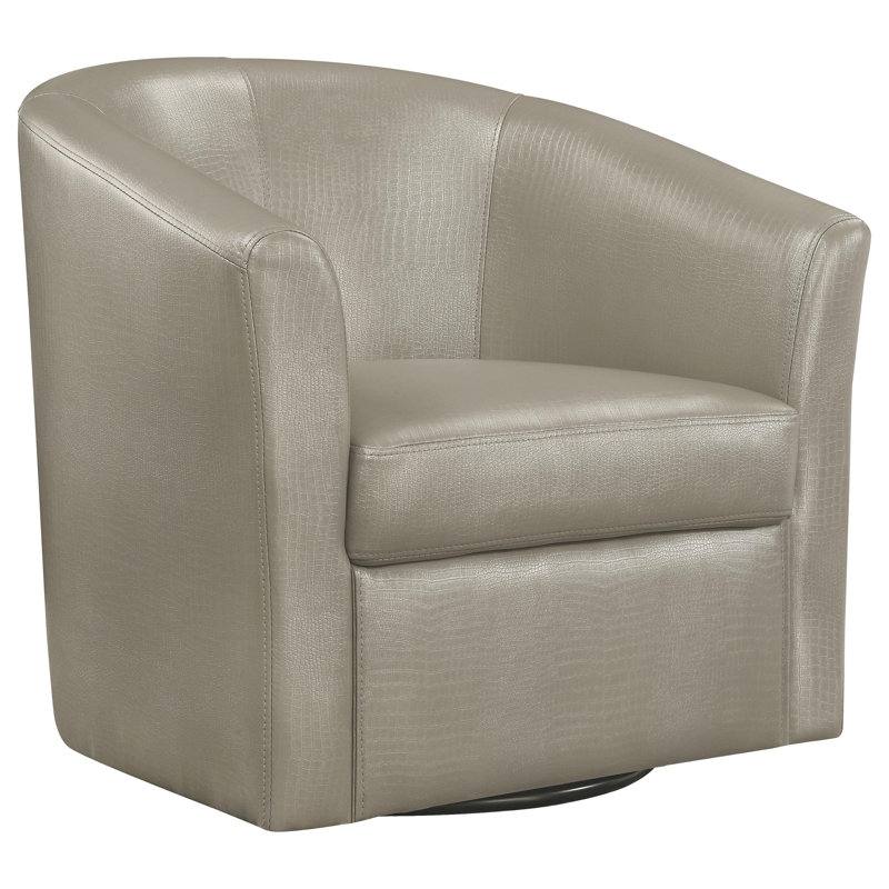Fauteuil demi-tonneau pivotant de 29,5 po Melvyn, Similicuir champagne