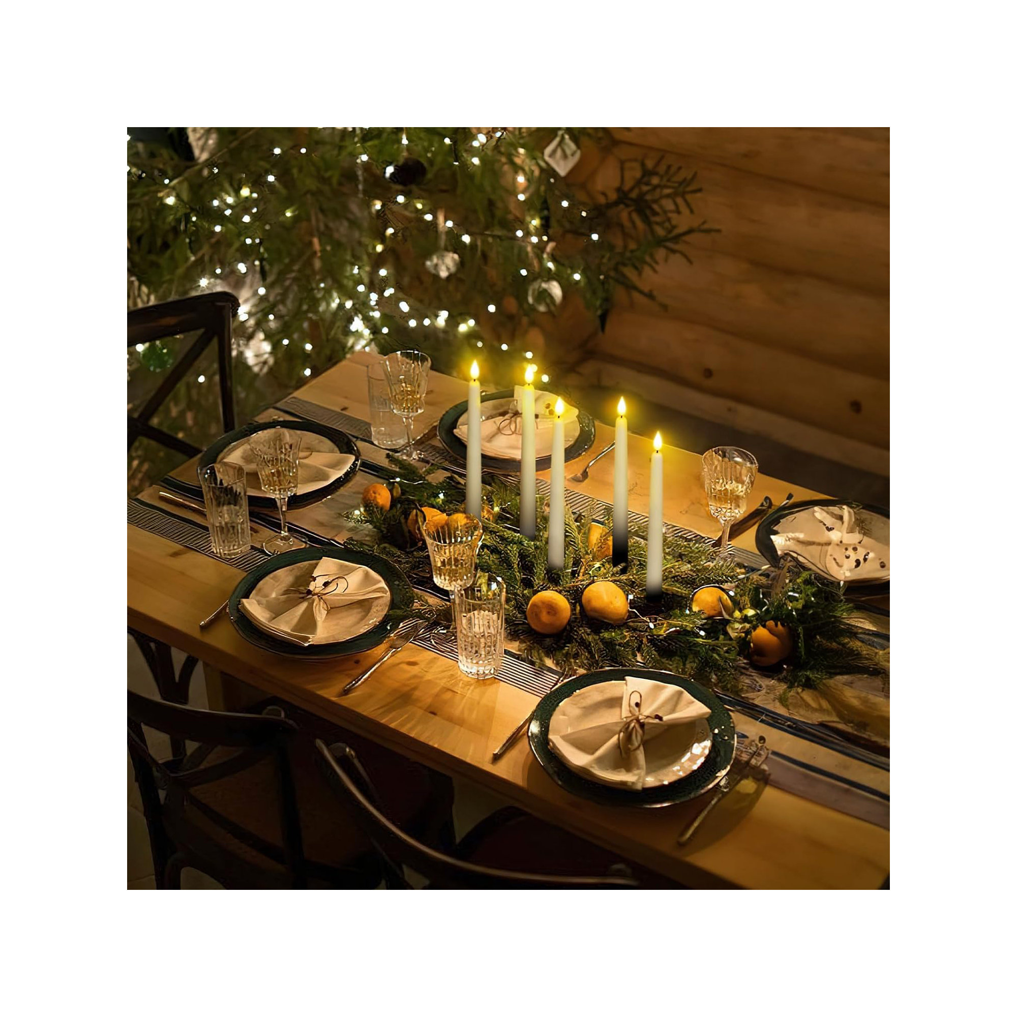 12 Pcs Flameless Taper Candles With Remote Timer Dimmer, 11 Inches White Led Taper Candles, Plastic Battery Operated Candlesticks With Flickering Flame For Halloween Christmas Wedding Party