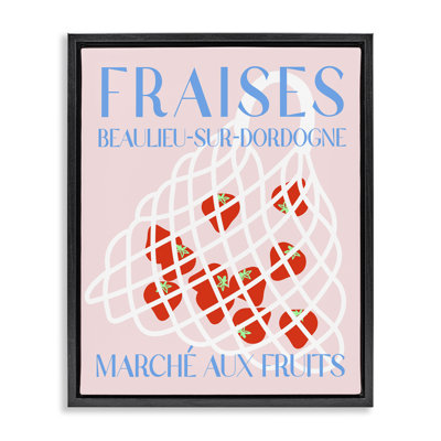 Modern Strawberry Fruit Market Framed Floater Canvas Wall Art by Daphne Polselli