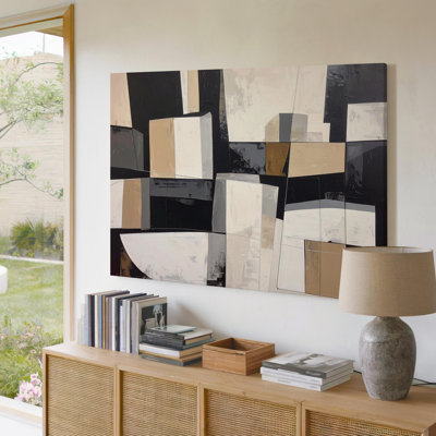 Toile, blocs géométriques modernes, art abstrait minimaliste, art mural, prêt à accrocher