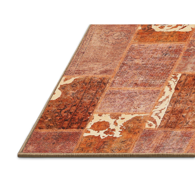 Tapis de zone crème/brun contemporain, Rectangle 2 pi x 5 pi