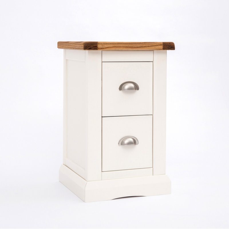 Pharsalia 35cm W Solid + Manufactured Wood Bedside Table, Chrome Cup, White