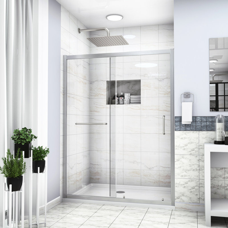 Cabine de douche l 48 po x H 72 po, nickel brossé - ajout simple pour salle de bain 48 po x 72 po, décoration supplémentaire