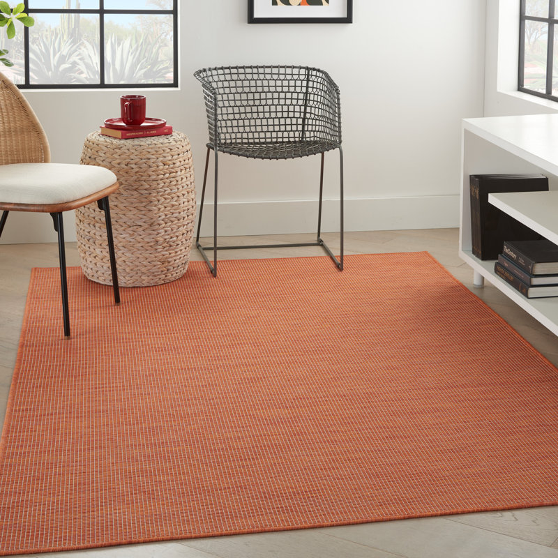 Lillehammer Solid Indoor/Outdoor Area Rug, Rectangle 10' x 14', Terracotta