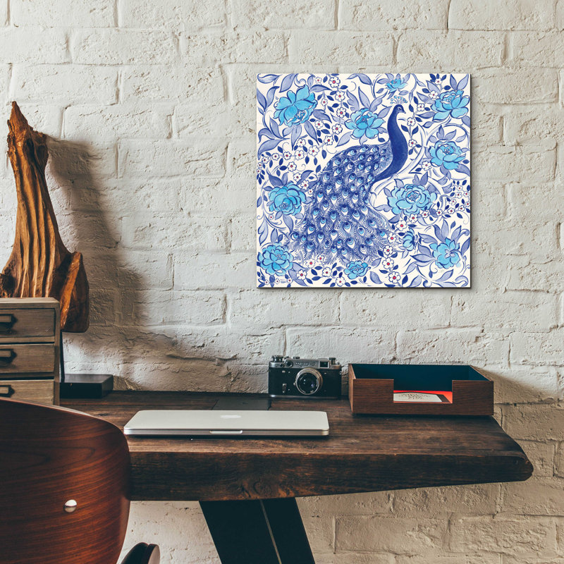 «Peacock Garden III» par Miranda Thomas, art mural en verre acrylique, H 12 po x l 12 po