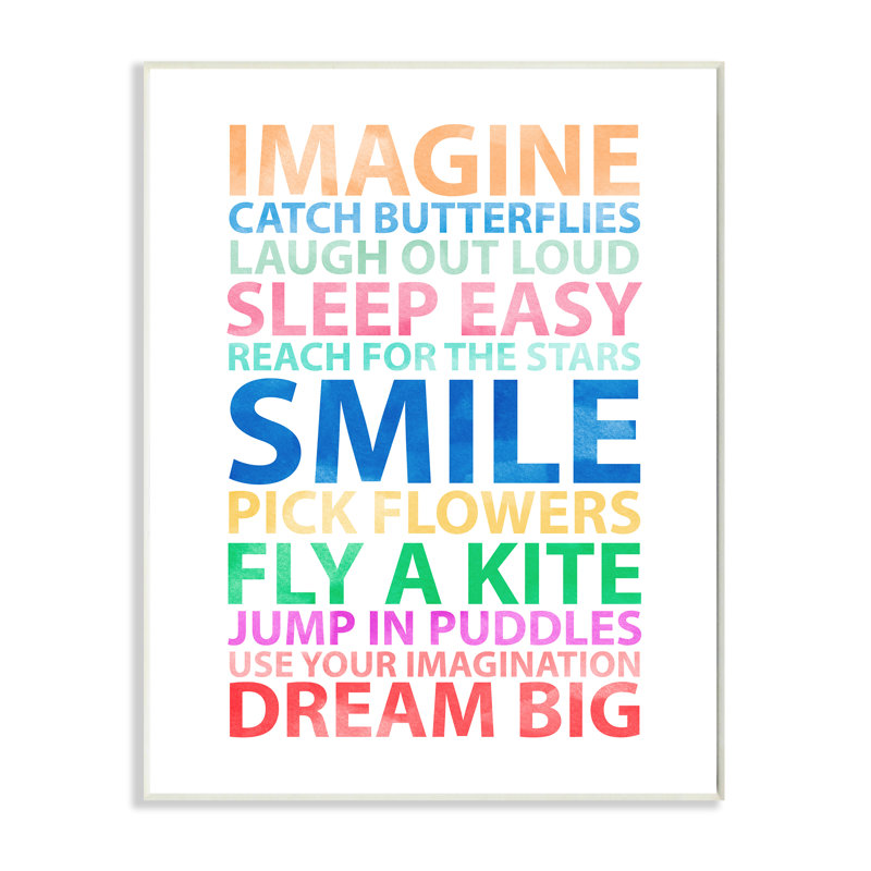 Grande plaque murale Gupton Imagine, Smile, Dream Big