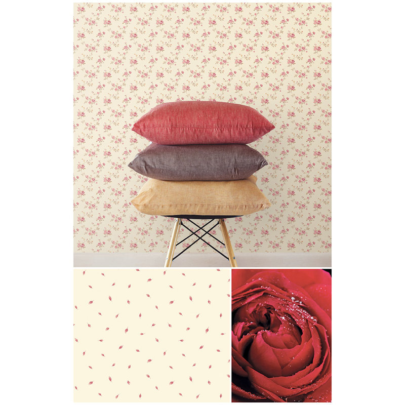 Miniatures 3 Collection Single Leaf Toss Wallpaper Roll, Red/Cream