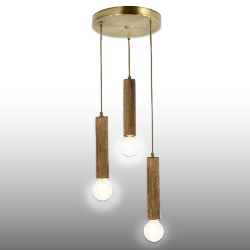 Luminaire suspendu en bois 3 lumières