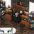 Computer Desk with 2 Fabric Drawers - Reversible Home Office Desk with Power Outlet & LED Lights, Gaming Desk Study Table with Pegboard, Black