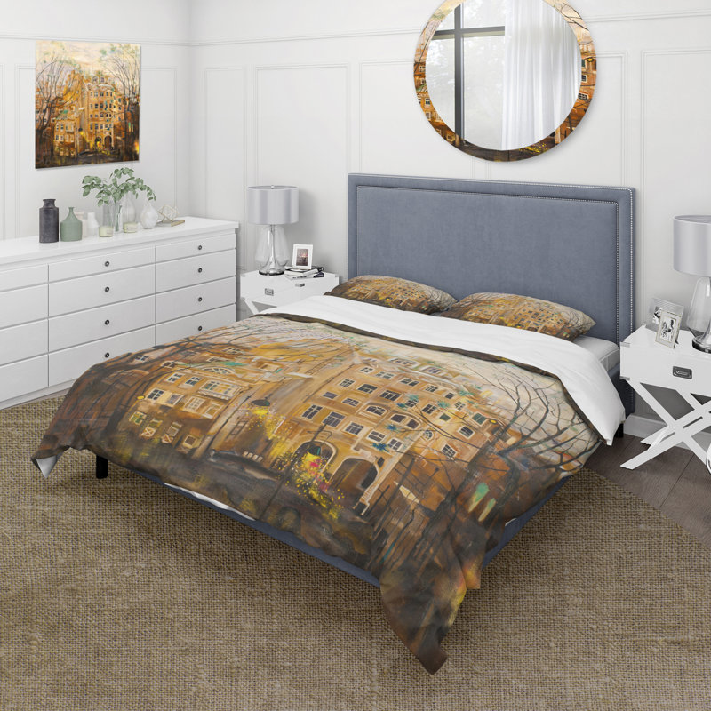Ensemble de housse de couette Traditional City Yard russe - Microfibre de polyester