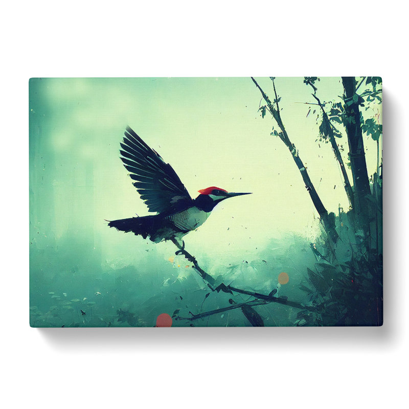Woodpecker Bird Art Painting - Wrapped Canvas, 35cm H x 50cm W
