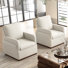 Boucle Upholstered Accent Chair Wing Back Armchair With Solid Wood Base