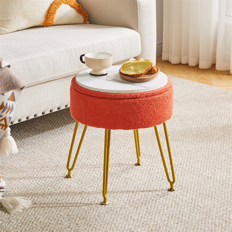 Ahilan Metal Accent Stool, Orange