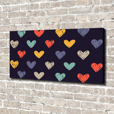 Colourful Hearts - No Frame Print on Canvas