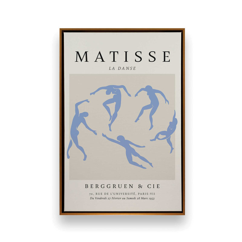 Affiche La Danse en bleu Matisse, H 30,75 po x l 20,75 po, Cadre flottant or poli