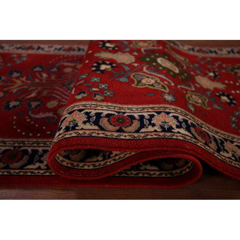 Tapis de couloir indien floral rouge Agra 3 x 12