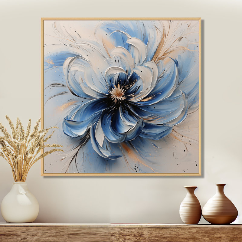 «White Velvet Blue», art mural «Ink River II» par Chrysanthemums, Impression encadrée flottante, Crème, crème