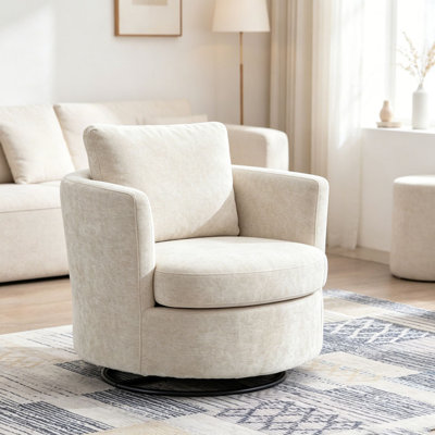 Fauteuil demi-tonneau pivotant 360 degrés Chenille