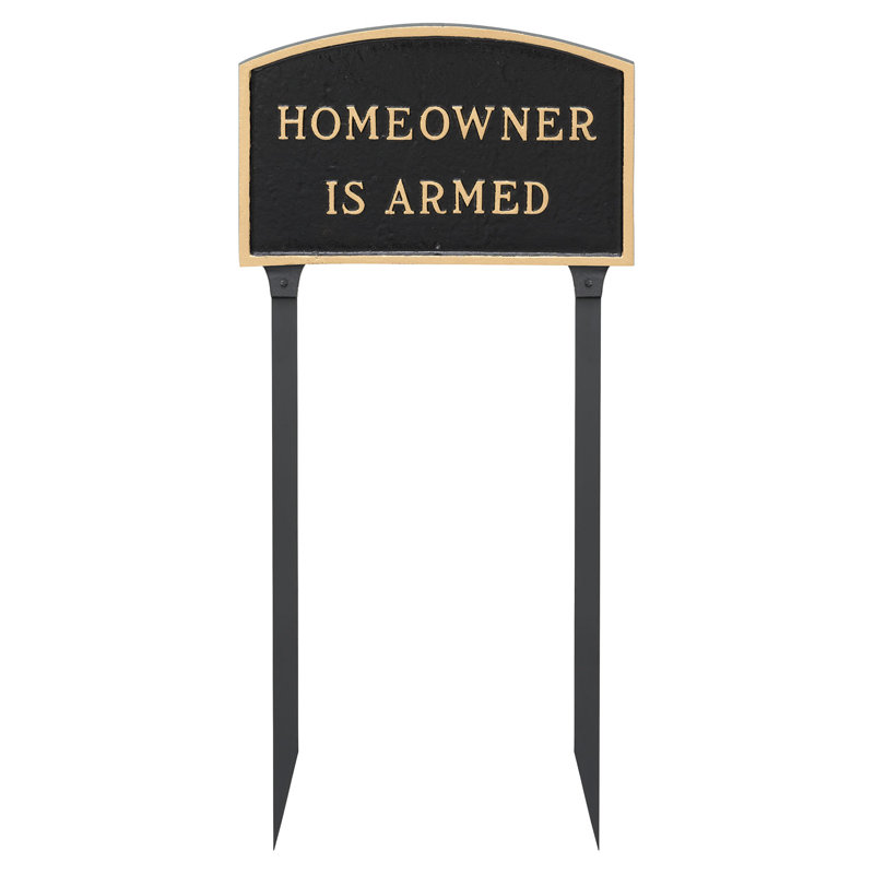 Weather Resistant Metal Garden Sign, Black/Gold