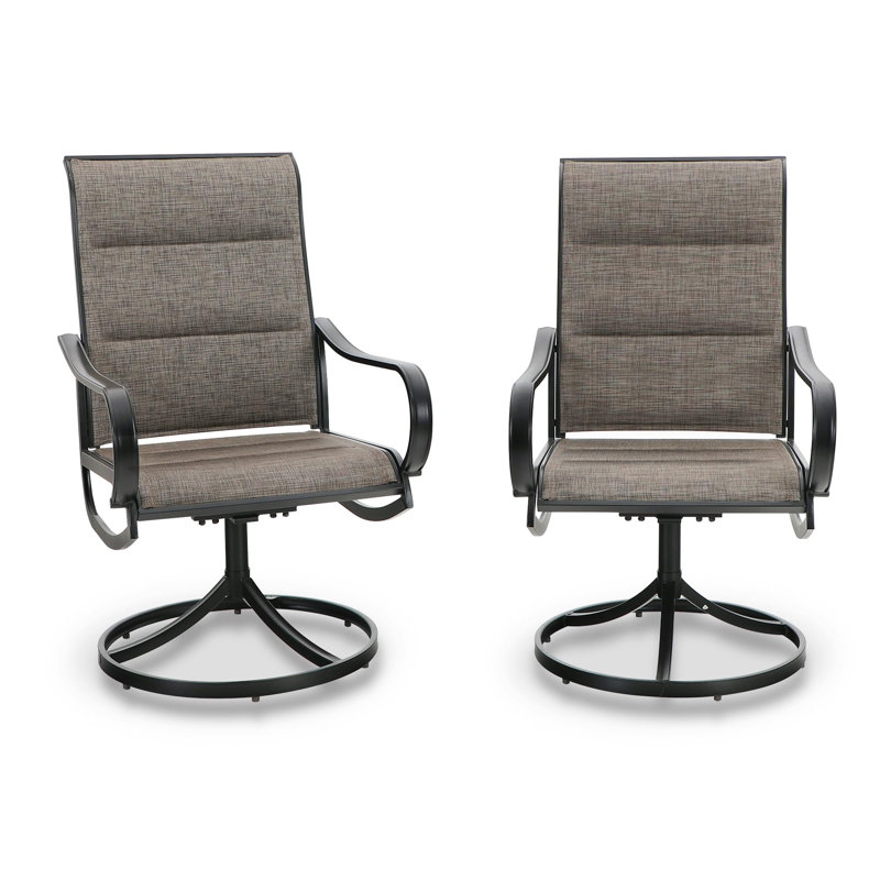 Ensemble de 2 chaises de patio d'extérieur pivotantes, Brun