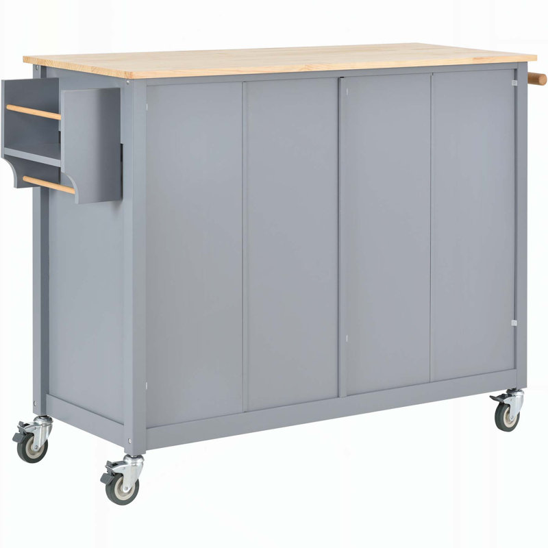 Versatile Kitchen Island Cart with Multiple Storage Options and Mobility, Blue