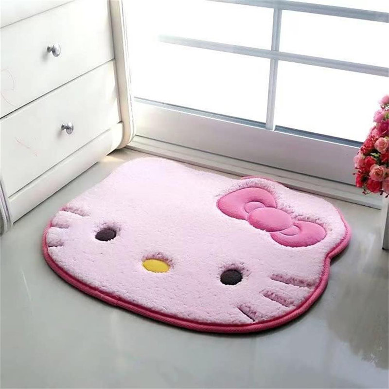 Cartoon Cat Face Pattern Bedroom Mat