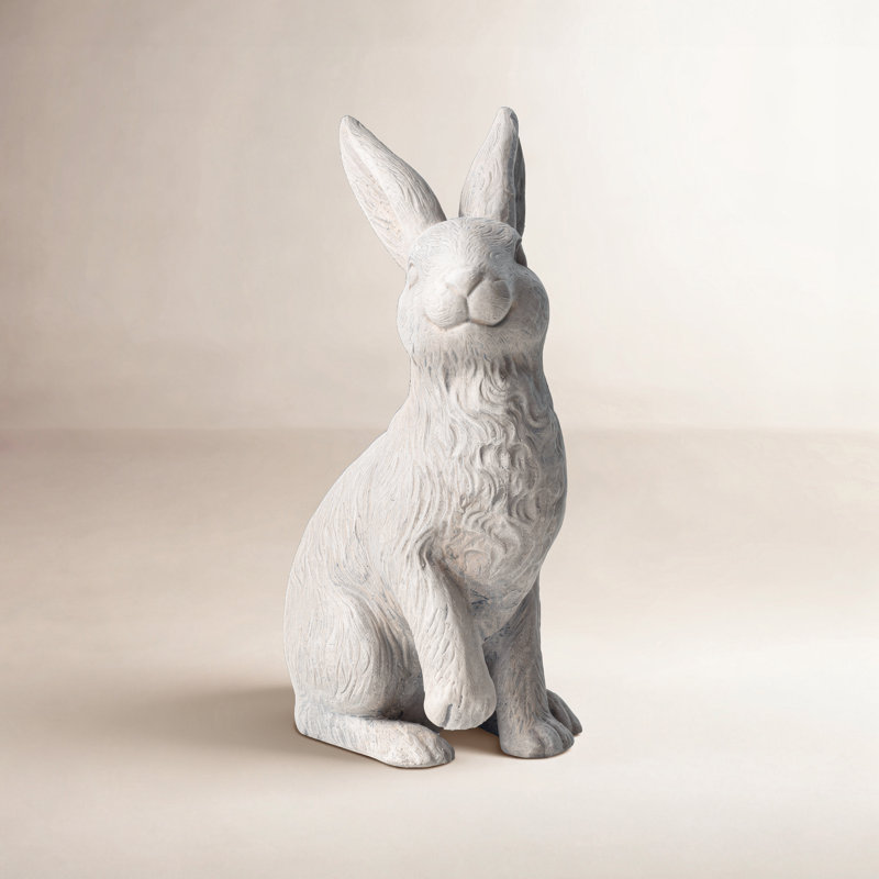 18"H MGO Sitting Rabbit Garden Statue