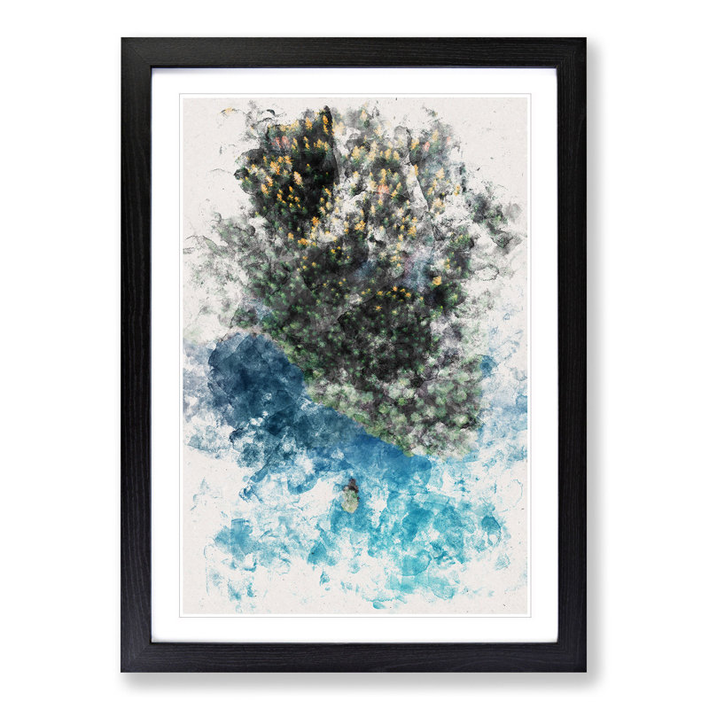 Forest by the Lake - Picture Frame Painting Print, Black Framed, 63cm H x 45cm W x 2cm D