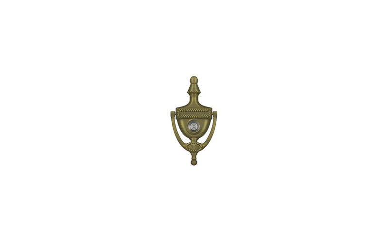 Deltana DKV6RU5 Door Knocker-Viewer, Victorian Rope in Antique Brass, Antique Brass