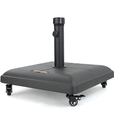 Carré de base de parasol en béton - noir, mât en acier inoxydable, pour 11 pieds de diamètre, 19,69 po x 19,69 po x 3,15 po, poignée de poteau, supporte le parasol,
