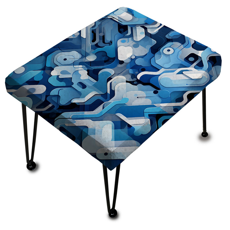 Repose-pieds bleu camouflage futuriste furtif bleu
