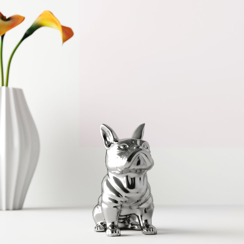 Figurine de bouledogue français Arrik, Argent