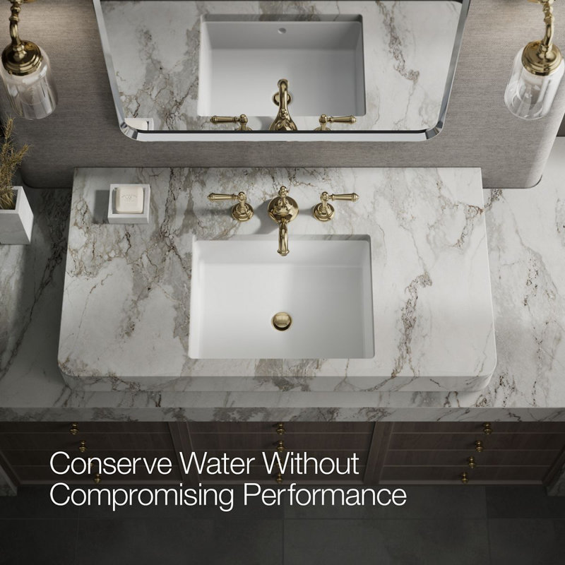 Artifacts® Widespread Faucet Bathroom Sink with Drain Assembly, Gold