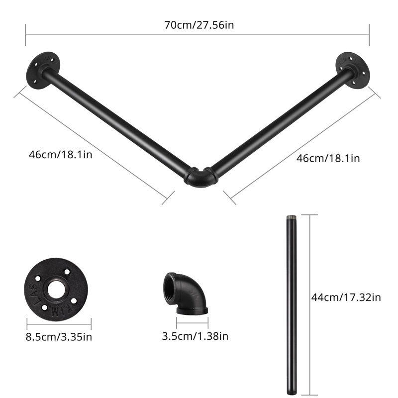 46cm Industrial Pipe Clothing Rack